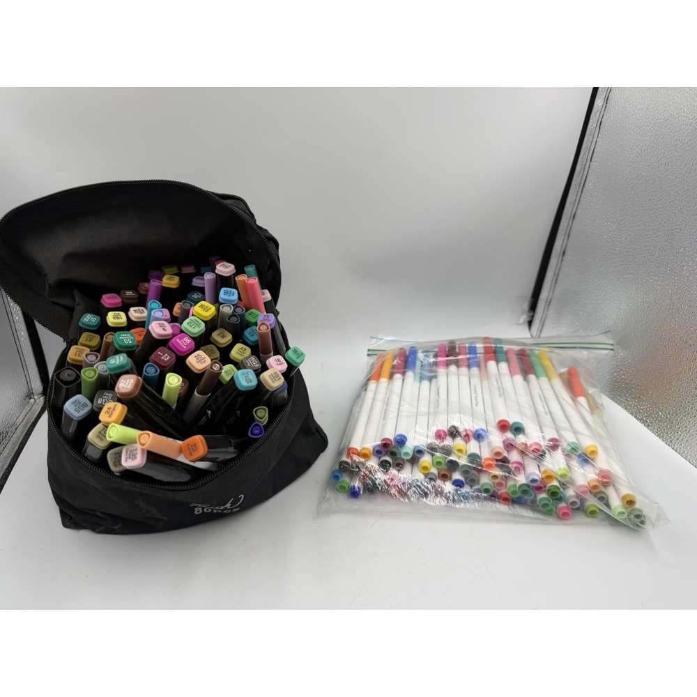 LOT OF 100+ Touch Markers 120 Piece Set Double Sided & Crayola Super Tips Marker